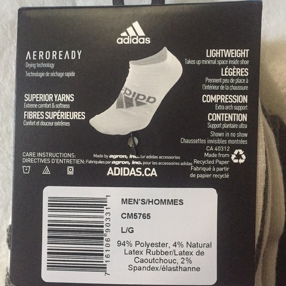 Adidas 6Pk no show socks. NWT Fits Size 6-12. - Picture 3 of 5